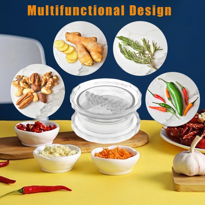 Manual Garlic Twister & Masher, Multi-Functional Mincer & Grinder for