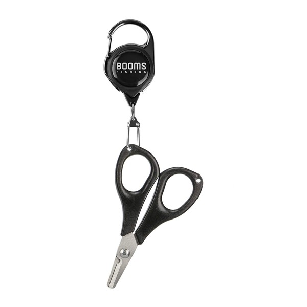 Booms Fishing S01 PE Line Cutter Fishing Portable Spear Scissors with Pinon Reel (Black)