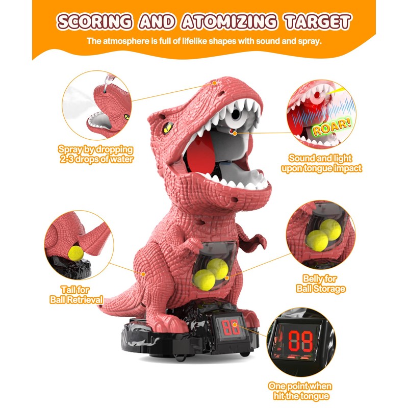 Protado Dinosaur Shooting Toy for Boys Girls, Movable Target Shooting