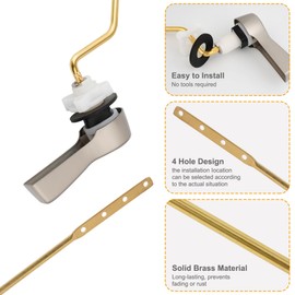 Hibbent Universal Metal Side Mount Toilet Handle Replacement Kit, Brass Toilet Flush Tank Lever with Stainless Steel Flapper Chains for Most Toilets, Brushed Nickel