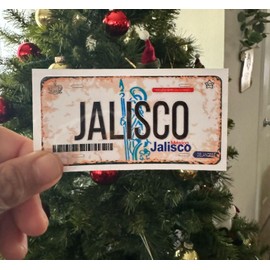 Set Jalisco Mexico Aluminum Novelty Vanity Plate Placa Sign 6" x 12" with Sticker Decal 2" x 4" - Souvenir, Decorative, Tourist Gift