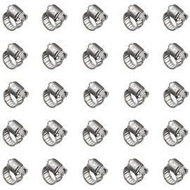 25 Pack Stainless Steel Hose Clamps, 1/4 inch to 1/2 inch Worm Gear Metal Hose Clamps for Pipe, Dryer Repair, Tubing and Fuel Line
