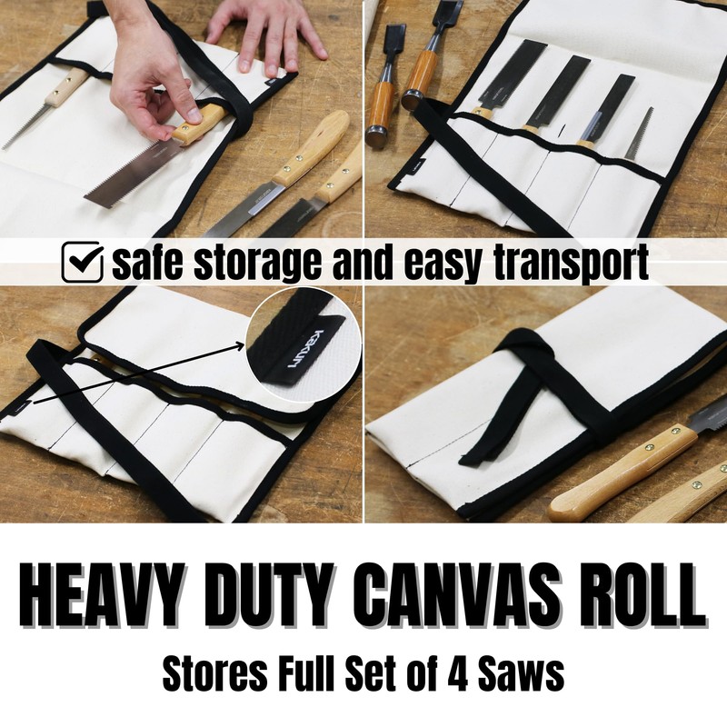 KAKURI Mini Japanese Pull Saw Set with Carrying Case -