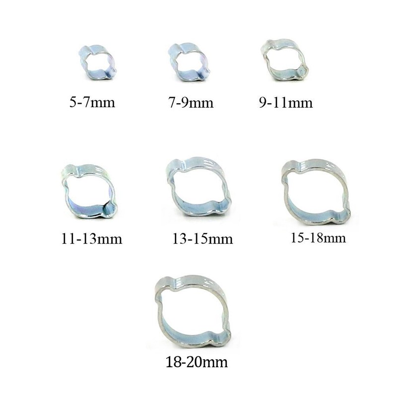 Glarks 70Pcs Zinc Plated Double Ear Hose Fuel Clamp with