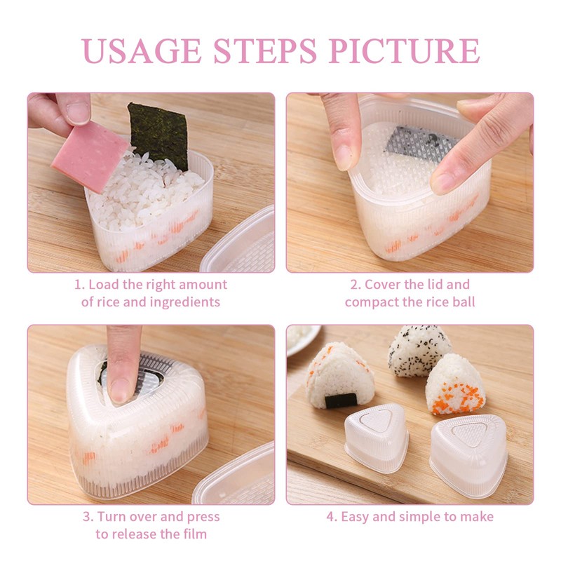 Kioiner 4Pcs Rice Ball Mold Kit for Kids Lunch Bento