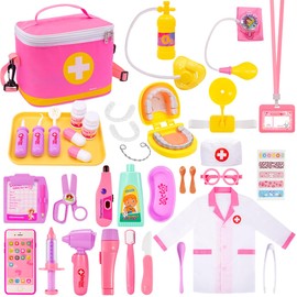 Meland Doctor Kit for Toddlers 3-5, Dentist Play Set with Teeth for Kids Pretend Play Girl Toys Birthday Gift for Toddler Girls Aged 3 4 5 6 Years Old