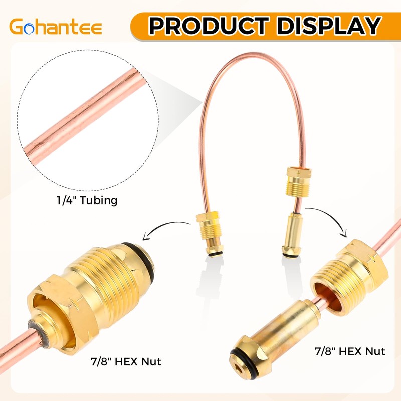 gohantee High Flow Copper Propane Gas Pigtail POL x POL