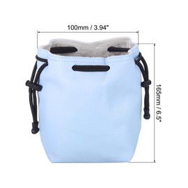 PATIKIL Soft Drawstring Lens Case, Lens Pouch Bag with Cotton Pad 3.94" x 3.94" Thick Fleece Cloth Camera Lens Bag for SLR Lens Water Cups, Blue
