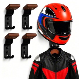 Soporte para Casco de Moto, 4 PCS Porta Cascos de Moto para Pared con Ganchos, Alta Capacidad de Carga, Instalación Sencilla, Ideal para Casco de Moto, Ropa, Llaves, Sombrero, Guantes