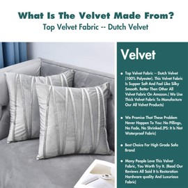 NianEr Decorative Plush Velvet Throw Pillow Covers Sofa Accent Couch Pillows Set of 2 for Bed Living Room Square Pillow Cases 18X18 Silver Grey Gray