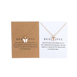 GIGB PBDK Trendy Dainty Acrylic Butterfly Pendant Necklace for Women,Charming 18K Gold Geometric Insect Card Choker,Aesthetic Daily Jewelry Gifts (White)