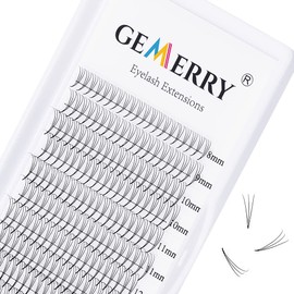 GEMERRY Ready-to-Use Fan Eyelashes, 3D Lashes, Volume, Individual Eyelashes, 0.07 C Curl Mix, 8-14 mm Cluster, Tufted Eyelashes for Eyelash Extension (3D-0.07-C-8-14 mm)