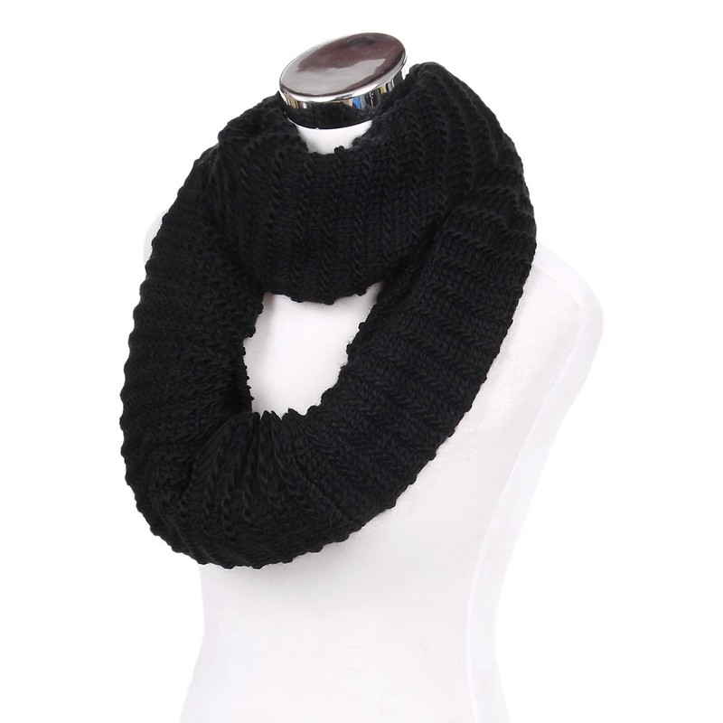 TrendsBlue Premium Solid Chunky Ribbed Knit Warm Infinity Loop Scarf,