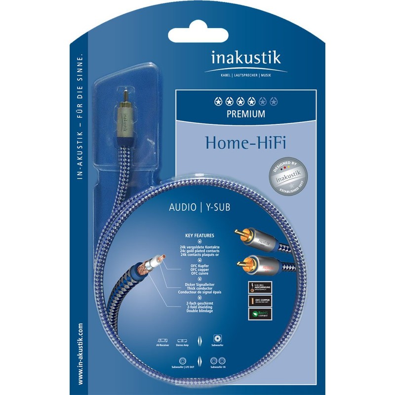 In-akustik Premium II Audio Y-Subwoofer Cable 2 m