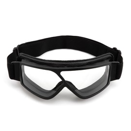 evomosa Motorcycle Goggles Vintage Anti Fog PU Leather Glasses Dustproof ATV Off Road Motorcycle Goggles Protection for Riding Motorcross Classes Aviator Glasses for Men Women Adults (Clear Lens)