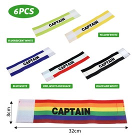 Ksvaye 6 Pcs Kids Captain Armband Football Captain's Armbands Adjustable Velcro Soccer Arm Bands Multicolor Team Leader Accessories for Junior Youth Sports Hockey Rugby Netball