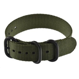MZBUTIQ 20mm Green Thick Nylon Watch Band Strap One-piece Replacement Military for Men 3 Rings
