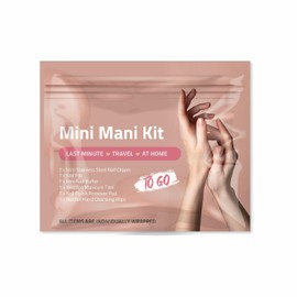 Mini Mani Kit – Disposable Manicure Set with Nail Clipper, File, Buffer, Cuticle Stick, Remover Pad & Alcohol Wipe – Single-Use Nail Care Kit for Travel, Events, or Bulk Hygiene (Regular, 5, Count)