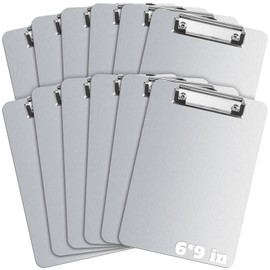 Henoyso 12 Pack 6×9 Inch Mini Aluminum Clipboards Bulk A5 Small Metal Clip Boards Memo Size with Durable Low Profile Clip & Hanging Hole for Classroom, Field Work, Construction, Inspection & Office