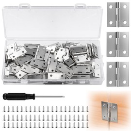 Nadisean 80 Pcs Mini Hinge 23 x 25mm, Small Hinges for Wood, Stainless Steel Folding Butt Hinges, with 320 Screws,1 Screwdrivers, 1 Storage Box, Mini Folding Door Hinges for Jewelry Box, DIY Crafts