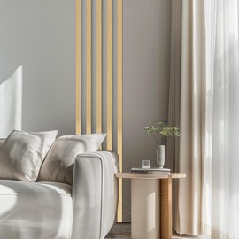 Lunghaa Peel and Stick Metal Finish Molding Trim, Stainless Steel Strip for Wall, Mirror Frame, Fireplace and Craft Decoration (Brushed Gold, 19.7 ft x 1 in)