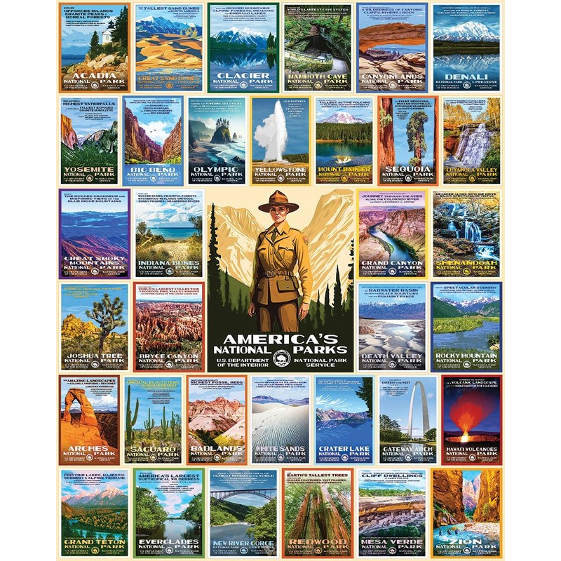 White Mountain Puzzles - National Park Posters - 1000 Piece