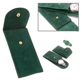 OTOTEC 2 Stück Uhren Aufbewahrungstaschen mit Pad Flanell Reise Uhrentasche Organizer Tasche für Uhren Schmuck Ketten Grün 13x7cm