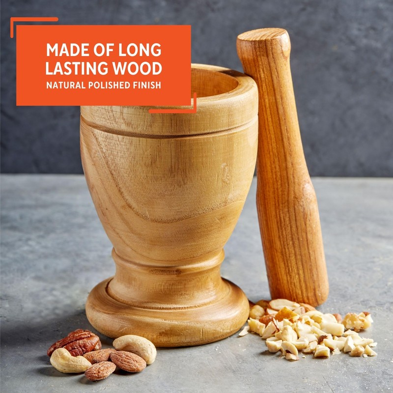 IMUSA USA Small Wood Mortar & Pestle