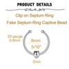 QWALIT Fake Septum Ring Fake Septum Piercing Faux Septum Nose