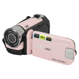 Video Camera Camcorder, 1080P 16MP DV Camera Digital Small Youtube Vlogging Video Camera 2.4 Inch Rotatable Screen 16X Zoom HD Camera Recorder with LED Fill Light (Pink)