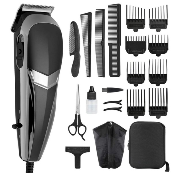 COSYONALL Hair Clippers for Men/Father/Husband/Boyfriend, 21 Pieces Professional Corded Clippers for Hair Cutting Beard Trimmer Barbers Grooming Kit with 8 Guide Combs & 1 Storage Bag, for Family Use