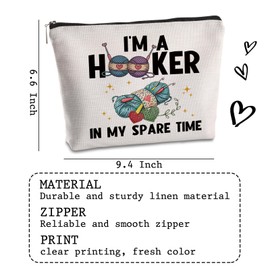 SYIJIMSJKT Crochet Gifts Makeup Bag I'm a Hooker in My Spare Time Knitting Accessories Crochet Cosmetic Bags for Crocheting Christmas Birthday Crochet Gifts for Crocheters Lovers Travel Zipper Pouch