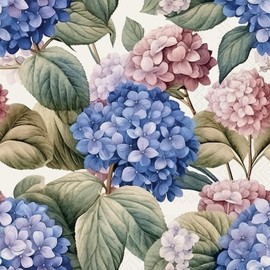 IHR Ideal Home Range Cocktail Napkins Disposable 3-Ply Paper Party Napkin Pack, 5" x 5", Painted Hydrangea, 20-Count