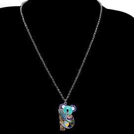 NEWEI Dainty Enamel Australian Koala Necklace Pendant Jungle Animals Necklace Jewelry Gifts for Women Girls (Blue)
