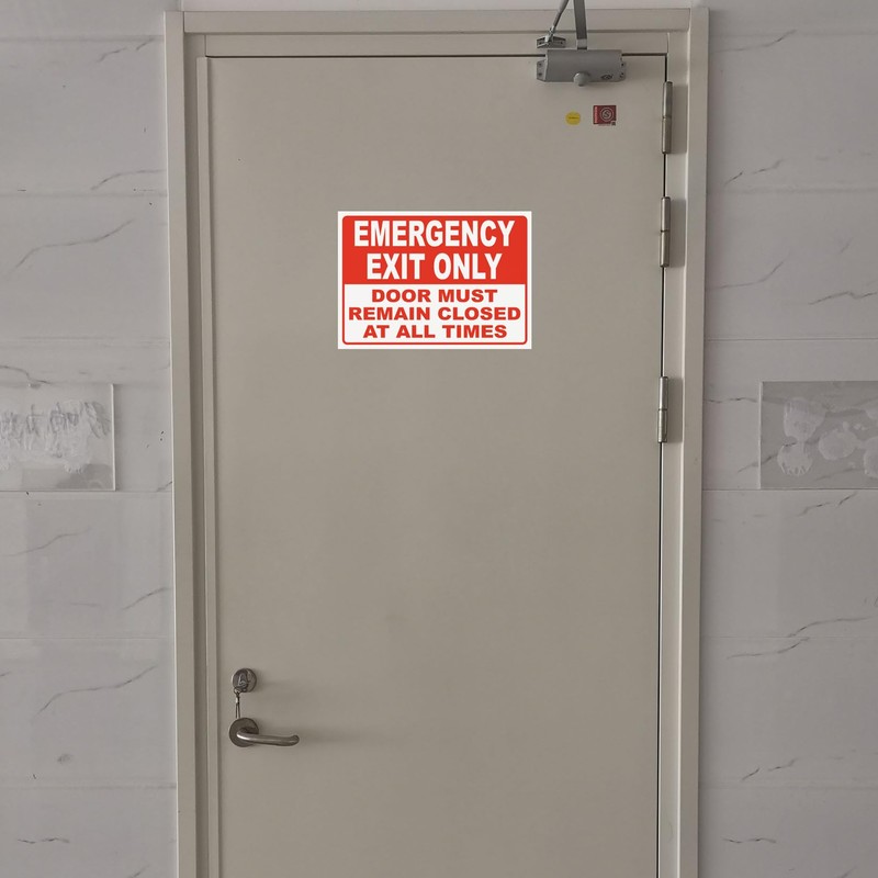 Emergency Exit Only Sticker Sign, "Emergency Exit Only - Door