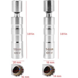 Comforty Pack of 2 Magnetic Spark Plug Socket Wrench Remover Installer Tool Universal Flexible Spark Plug Wrench Spark Plug Joint Insert Spark Plug Wrench (14 mm, 16 mm)