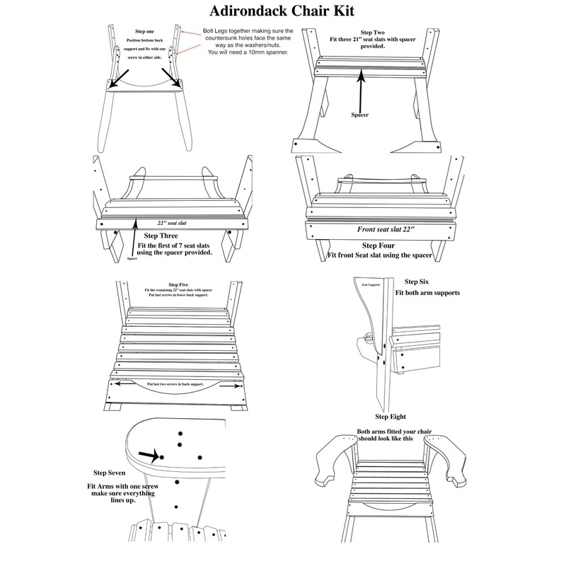 Furniture Alfresco Adirondack Chair & Footstool Plans/templates/blueprints