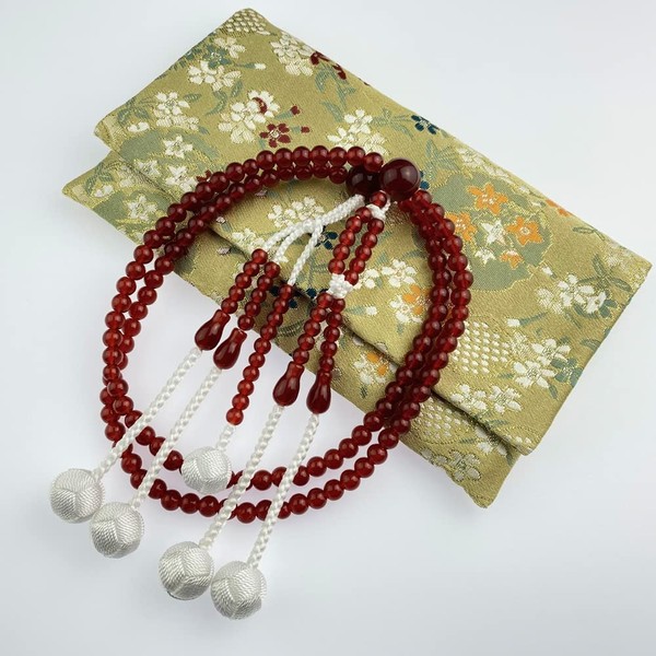 Myorenka Soka Gakkai Prayer Beads for Soka Gakkai, Black, Red, PC Ball, Black, Size M, For Men and Women, Set of Beads, Odamaki Bontenbo, SGI Prayer Beads, 0 (Red Ball + White Tube)