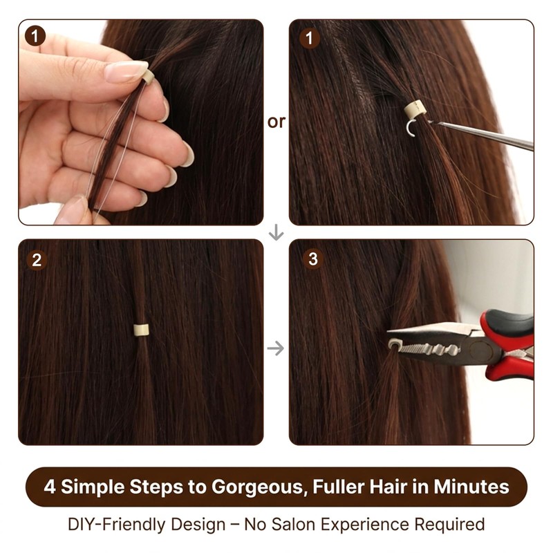 Hair Extension Tools Kit, Hair Extension Parts with 600 Silicone-Lined
