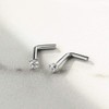 PiercedOff Titanium L Bend Nose Stud with Clear CZ -