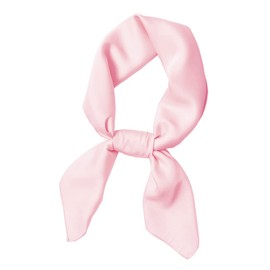 Lastclream Chiffon Square Neck Scarves for Women Handkerchief Retro Satin Ribbon Scarf for Hair Wrapping at Night 23.6" (Pink)