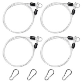 KtbeYTi 4 Pieces Stainless Steel Security Cable 1m x 3mm Wire Rope Security Cable Lock with Carabiner for Bicycles, Motorcycles, Garden Furniture