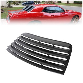 HECASA Rear Window Scoop Louver Sun Shade Cover Compatible with 2008-2023 Dodge Challenger - Black, ABS Material