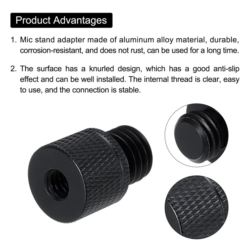 QUARKZMAN 3 Piece Microphone Stand Adapter, 1/4 Female Thread to
