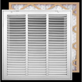 Handua 18"W x 18"H [Duct Opening Size] Filter Included Steel Return Air Filter Grille [Removable Door] for 1" Filters, Vent Cover Grill, White, Outer Dimensions: 20 5/8"W X 20 5/8"H for 18x18 Opening