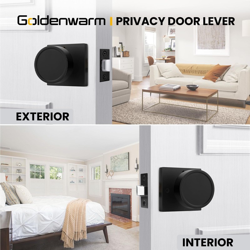 goldenwarm Black Door Knobs Interior, Privacy Matte Black Interior Door