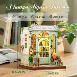 CUTEBEE Book Nook Kit - DIY Miniature Dollhouse with LED Lighting Bookshelf Decoration & Creative Set for Adults (Champs-Élysées Florist)