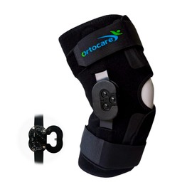 Ortocare Hinged Knee Brace, with Dual Side Hinges, Locking Dial Stabilization System, Adjustable Straps - for ACL PCL MCL Ligament Injuries, Meniscus Tear, Arthritis, Surgery Recovery