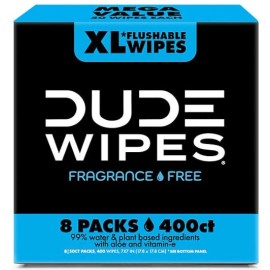 ðŸ’¥400 DUDE WIPES XLðŸ’¥ Flushable 8 X 50 = 400 Fragrance Free â˜†FASTâ˜†FREEâ˜†SHI<wbr/>PPINGâ˜†