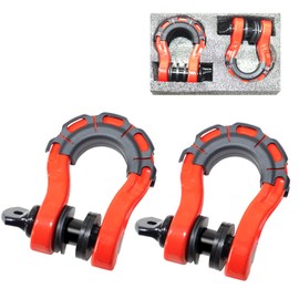 syhvu D Ring Shackles – 60,000 lbs Capacity, 3/4" D Rings Tow Shackle, 7/10" Pin & Washers – Securely Connect Tow Strap or Winch Rope for Truck
